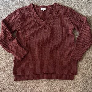 💜 3 for $10 SO Women's V-Neck Sweater - Deep Red